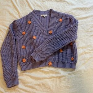 Lavender Cardigan with Orange Accents